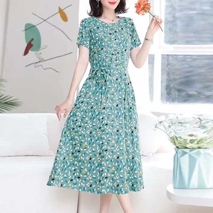 Robe viscosée bohème imprimée avec écharpes pour femmes grandes tailles occasions spéciales
