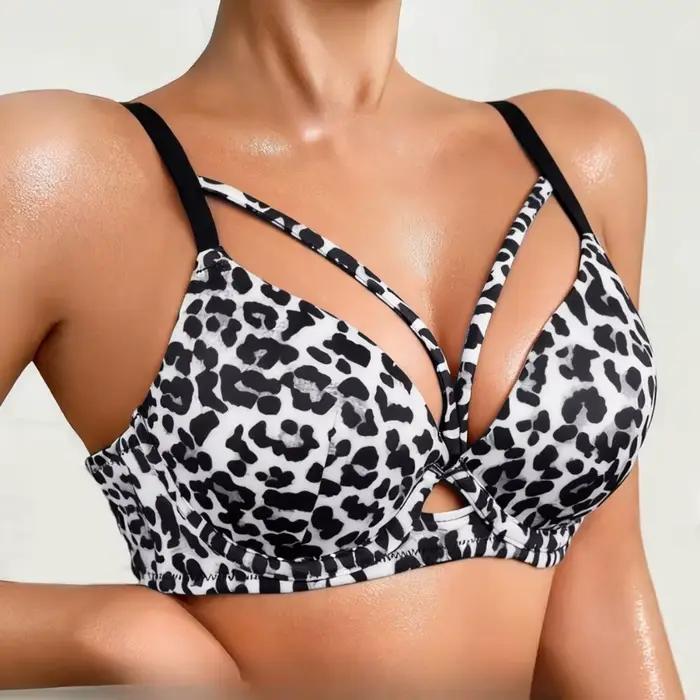 Sexy leopardový push-up podprsenka pre ženy