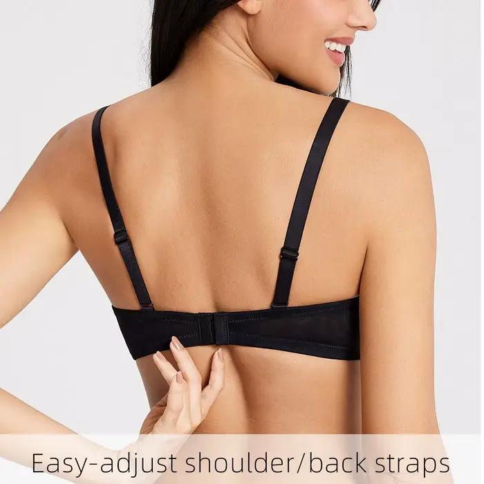 Špeciálne ponuky pre ženy - Priehľadná sieťovaná podprsenka Ultra tenká priesvitná vysoko elastická Sexy Lingerie nastaviteľná s drôtikom veľké veľkosti