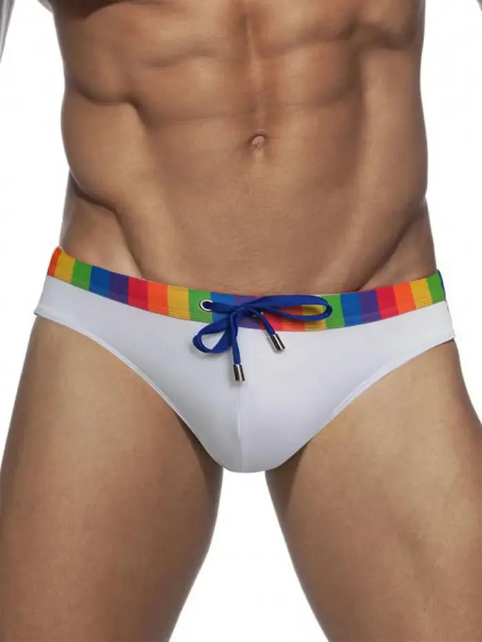 Maillots de bain hommes en polyester élasthanne avec motif pastille patchwork pour activités aquatiques sur la plage et en mer