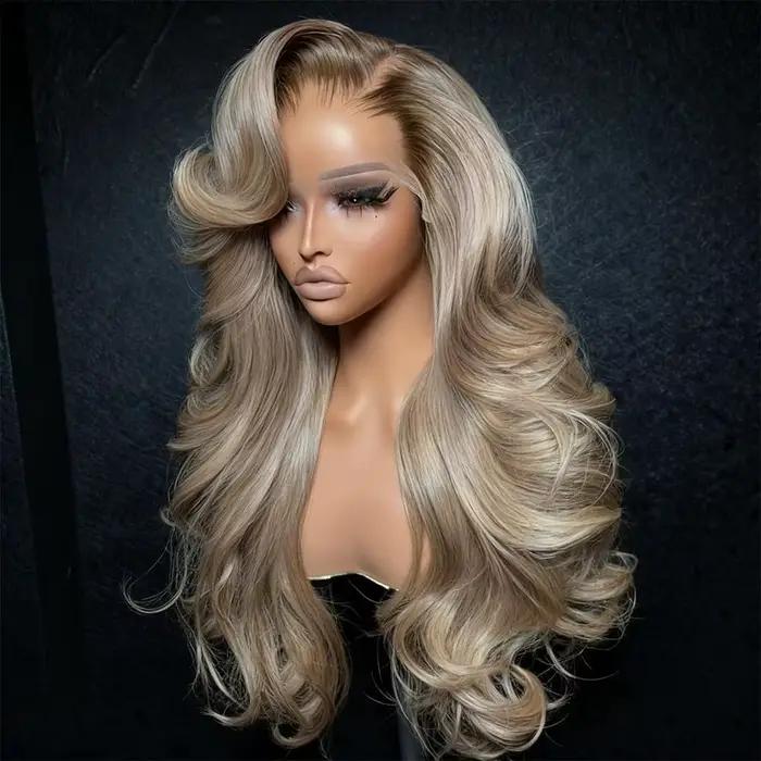 Parochne Lace Front 13x4 Ombré Blond s Farebnými Korienkami pre Ženy