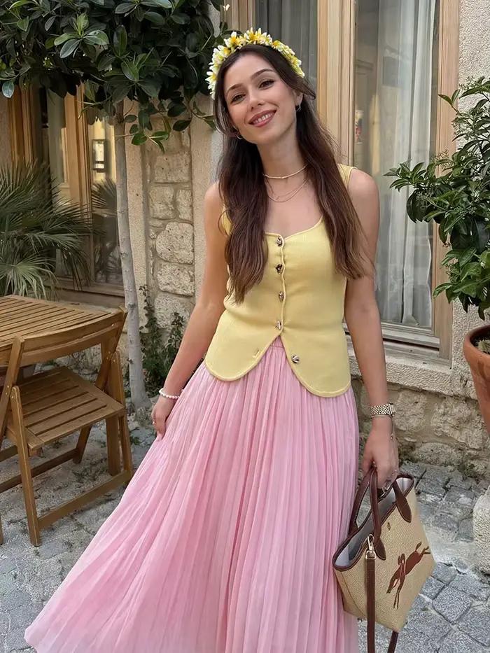 Robe plissée HH en polyester pour femmes, sortie nocturne, été, soirée romantique, vacances, style décontracté, élégance moderne, confort, occasions spéciales