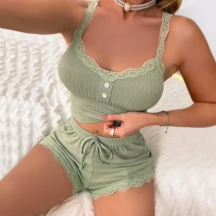 Ensembles de pyjama pour femmes, pyjamas d'été sexy, vêtements de nuit pour femmes, pantalons de nuit, sous-vêtements de détente