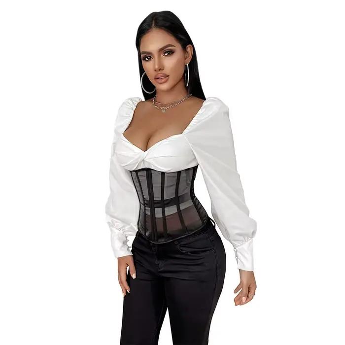 Bustiers sous le buste pour femmes, Corset Sexy en maille respirante à lacets, modelant le corps, entraîneur de taille, Corselet Sexy