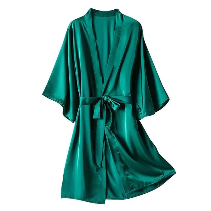 Kimono župan Šaty pre ženy Súprava šiat Saténové voľné nočné oblečenie Nočná košeľa pre nevestu Svadobný dar Sexy