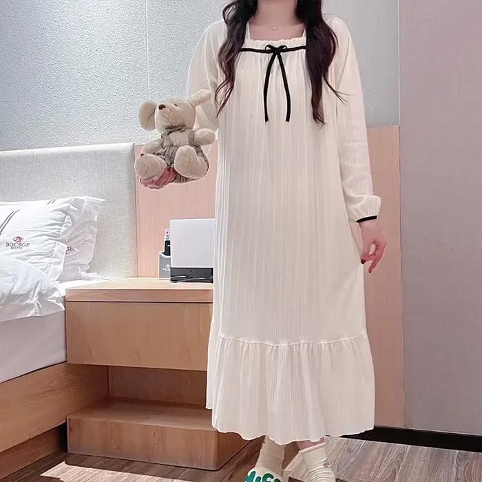 Pyjamas pour femmes chemises de nuit nouvelles chemises de nuit printemps et automne pyjamas d'été Homewear mignon doux étudiants longues chemises de nuit Homewear