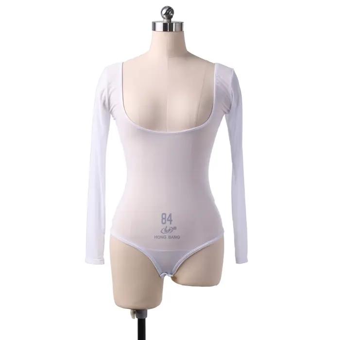 Haut moulant en gaze à manches longues, t-shirt en maille Pure transparente, Costumes de danse du ventre Sexy pour adultes, tenue de carnaval, justaucorps à buste ouvert