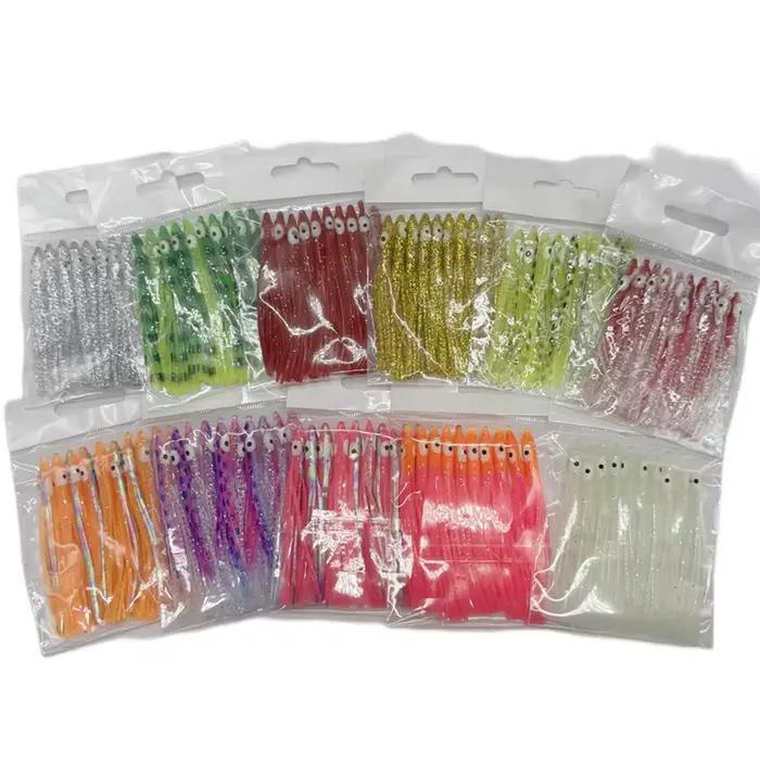 5 sacs * 7.5 cm lumineux PVC poulpe calmar jupes gabarit aiguille pêche à la traîne leurre pour l'eau salée pour la pêche en rivière et au lac