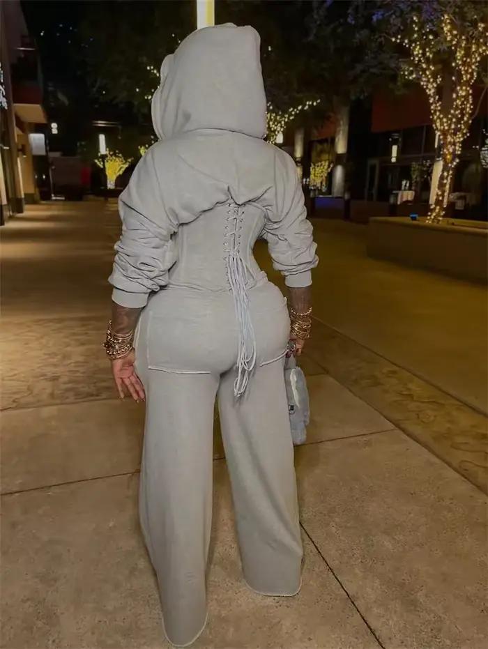 Ležérne streetwearové športové dvojdielne súpravy pre ženy so zipsom