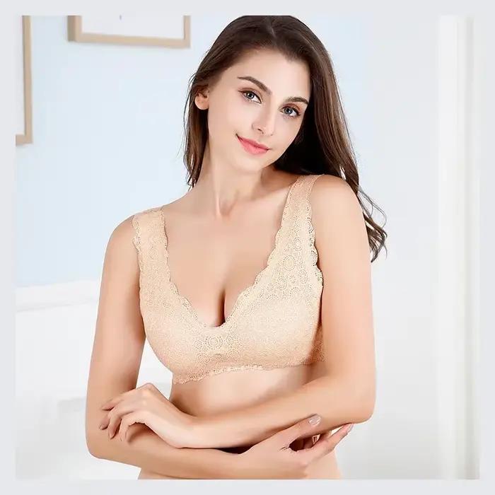 Soutien-gorge Sexy avec coussinets pour femmes, soutien-gorge de sommeil sans couture, grande taille, sous-vêtements de sport, Lingerie en dentelle, brassière respirante pour dames
