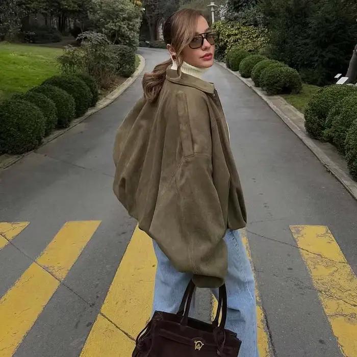 MUJER 2025 Dámska semišová bomber bunda