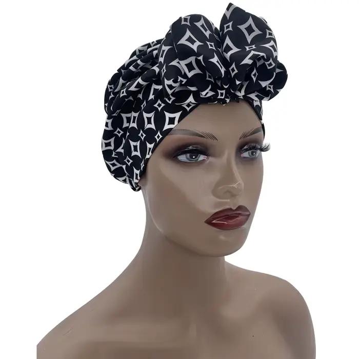 Elegantný retro africký turban pre moslimské ženy