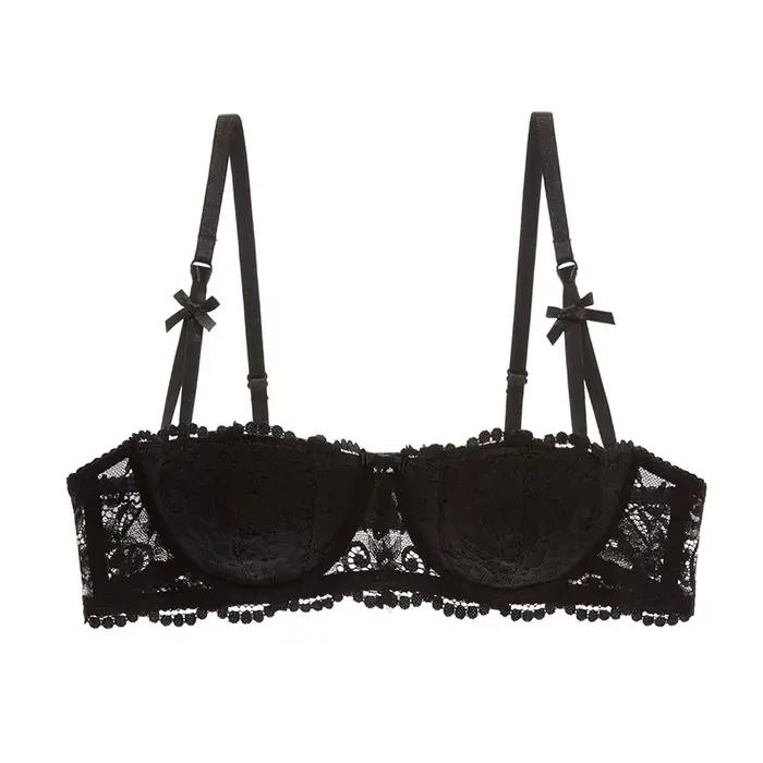 Soutien-gorge Balconette demi-tasse grande taille – Lingerie push-up sexy en coton pour femmes, ensemble de soutien-gorge fin et confortable sans fil