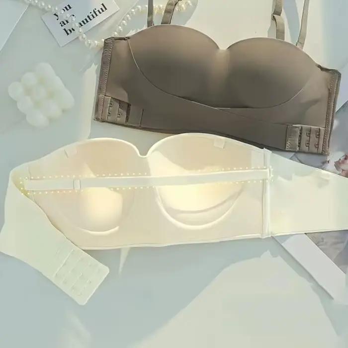 Gros seins sous-vêtements Lingerie Sexy S-Xl grande taille boucle avant sans couture une pièce soutien-gorge tasse Invisible soutien-gorge sans bretelles pour les femmes