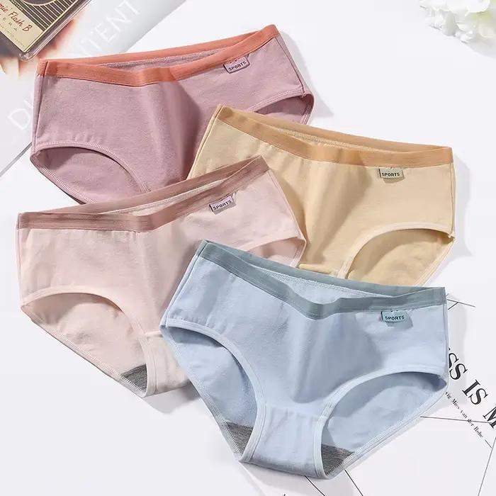 Culottes en coton pour femmes, sous-vêtements doux pour la peau, lingerie solide pour documents, slips mi-audiStudent, caleçons courts pour femmes, 3 pièces