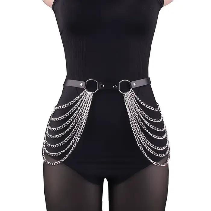 Punk Leder Körperkette Porte-jarretelles en cuir pour femmes, ceinture corset, ceinture de jambe sexy, ceinture SFP, cuisse, accessoire vestimentaire gothique SFP