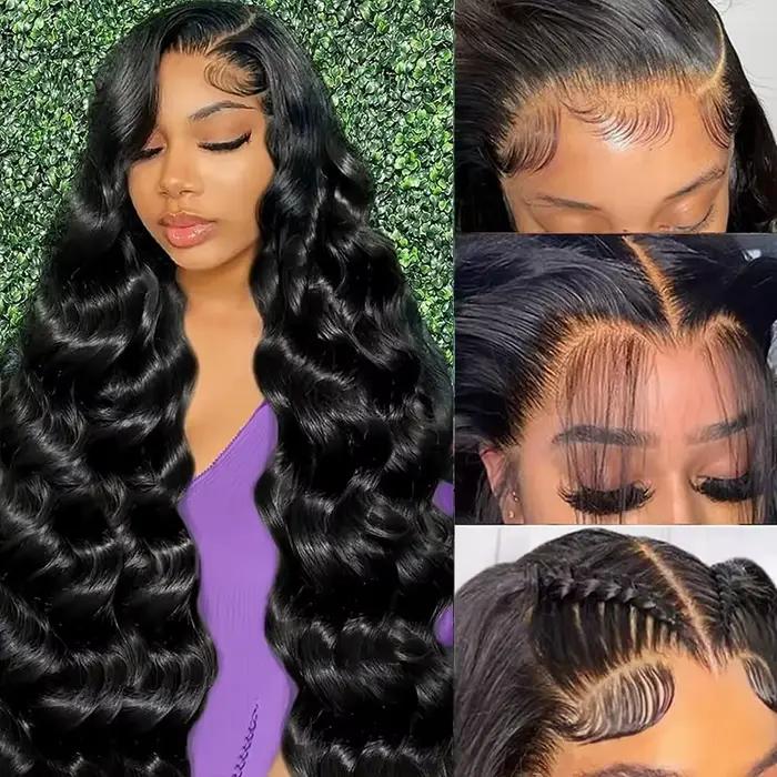 Perruque en cheveux humains brésiliens Remy avec dentelle transparente 13X6 pour femmes occasions spéciales