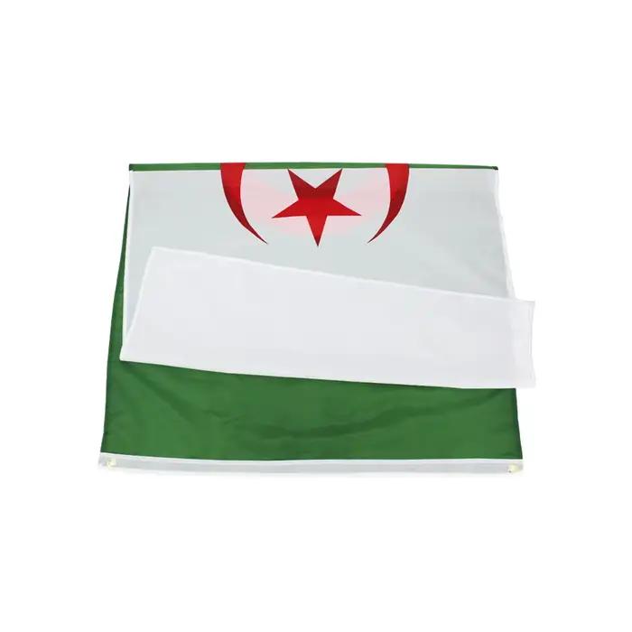 Drapeau national algérien 90x150cm Polyester pour défilés/bureau/décor extérieur - Anti-décoloration, couleurs vives, coutures renforcées
