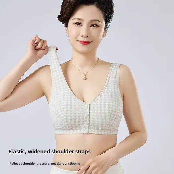 Soutien-gorge de sport en pur coton, confortable, anti-affaissement, sans armatures, style débardeur, avec boucle frontale, respirant, pour femme