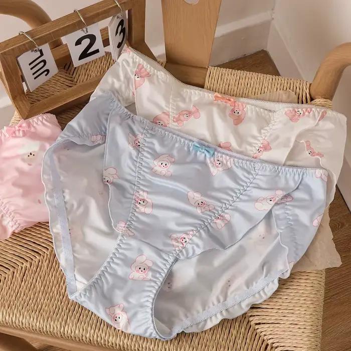 Ensemble de culottes respirantes pour femmes, sous-vêtements féminins, lapin de dessin animé, lait doux, grande taille 6XL, lot de 3 pièces