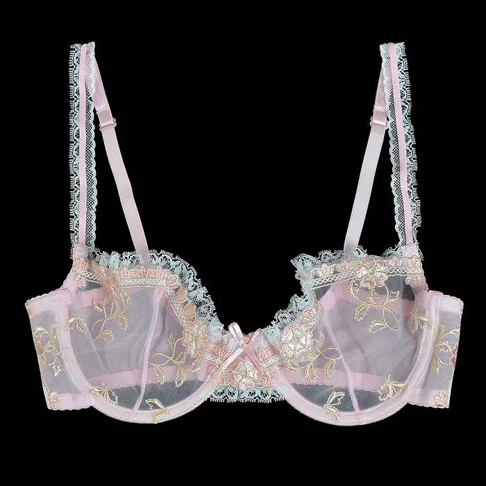 YANDW Nouveau femmes sexy soutien-gorge dentelle florale broderie transparent ultra mince 70 75 80 85 90 95 100 A B C D E F EU US UK Taille Standard