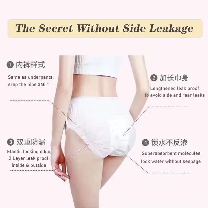 20 pièces = 2 paquets de pantalons menstruels jetables femmes serviette hygiénique grande taille culotte menstruelle étanche pantalons de couchage menstruels