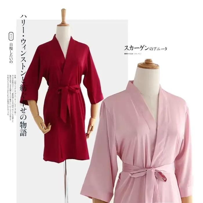 Robe de mariée blanche pour femme, peignoir de matin à manches 3/4, chemise de nuit ample, kimono en satin de soie, lingerie