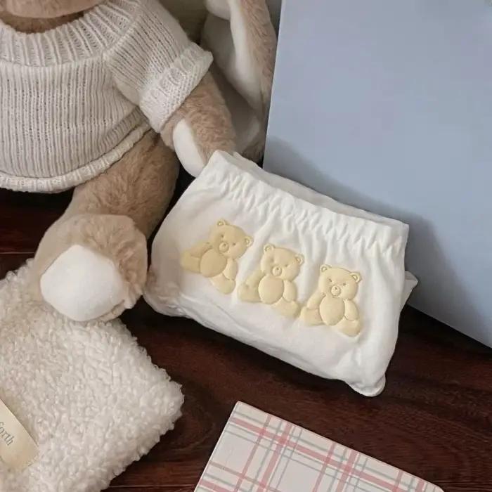 Culotte en coton et polyester solide avec motif ours polaires et dentelle pour femmes confort et gaieté
