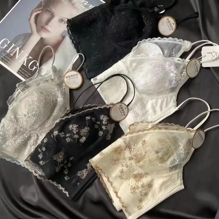 Soutien-gorge littérature tridimensionnelle, corset en os de poisson en dentelle sexy, poitrine élargie avec anneau en acier, bralette demi-tasse 3/4, sous-vêtements