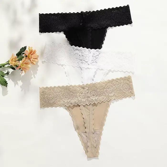 11 couleurs offre spéciale dentelle string culottes femme dentelle florale femmes culottes dames taille moyenne sans couture tongs femmes culottes