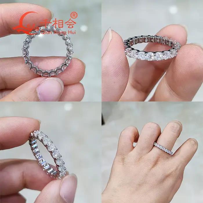 Moissanitový večný prsteň D VVS 3 mm alebo 2 mm