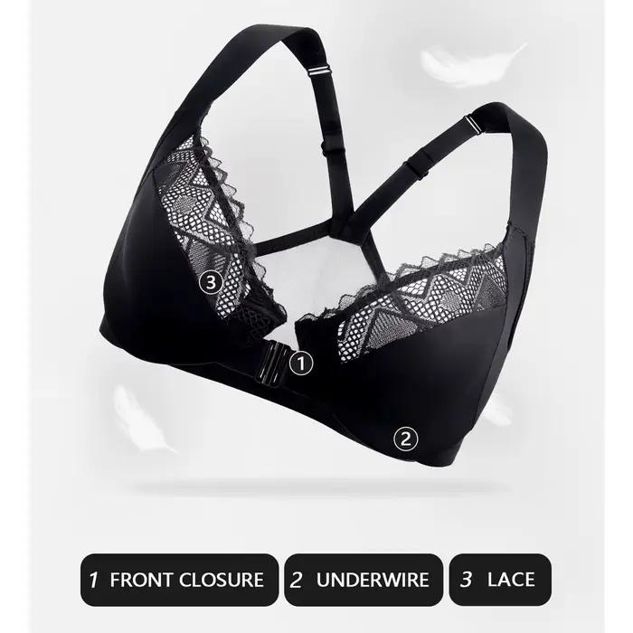 Nová priesvitná čipka sexy podprsenka pre ženy ultra tenká vpredu zapínaná veľká veľkosť