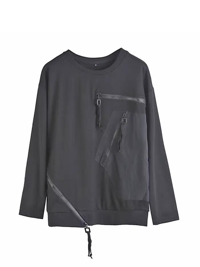 Amax luluE Európsky dizajnér čierne tričko pre ženy voľný punk štýl neformálne vintage luxusné streetwear