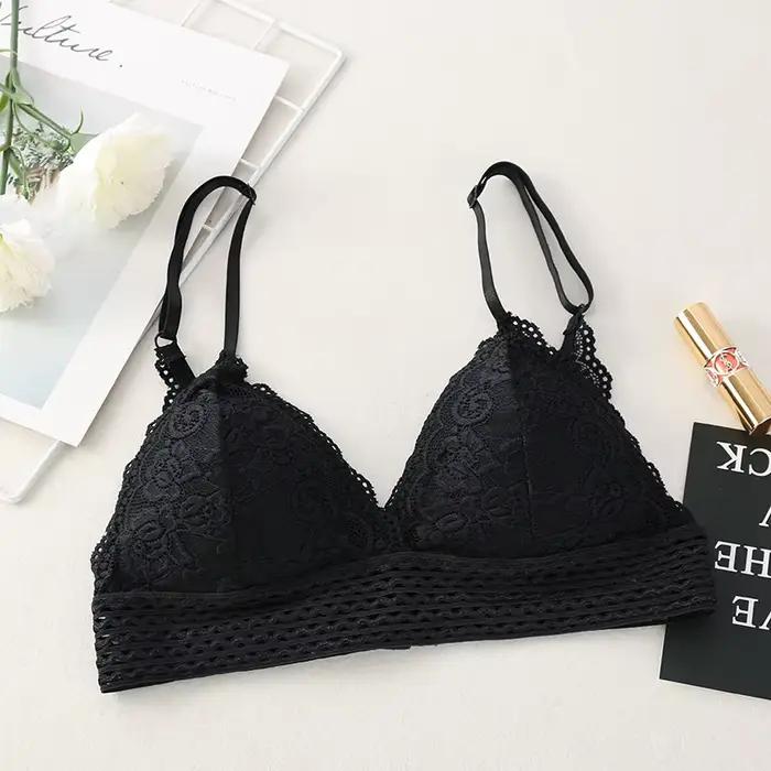 Soutien-gorge en dentelle florale sans fil Bralette soutien-gorge Push Up pour femmes col en v brassière femme sous-vêtements rembourrés Lingerie Sexy intimes