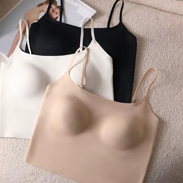 Soutien-gorge sans couture nude dos nu pour femme, avec bonnets rembourrés, coupe ajustée, fines bretelles, lingerie push-up de haute qualité, lingerie intime