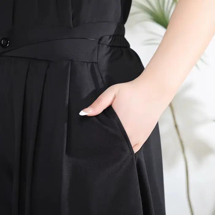 Femmes été Shorts jupes noir ample jambe large dame genou longueur taille haute décontractée Culotte grande taille 7XL 9XLFfemme demi-pantalon