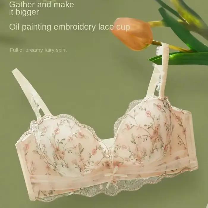 Soutien-gorge à petits seins froncés pour femmes, collection de sous-vêtements, poitrine plate, poitrine latérale, anti-affaissement, sans anneau en acier, soutien-gorge en relief