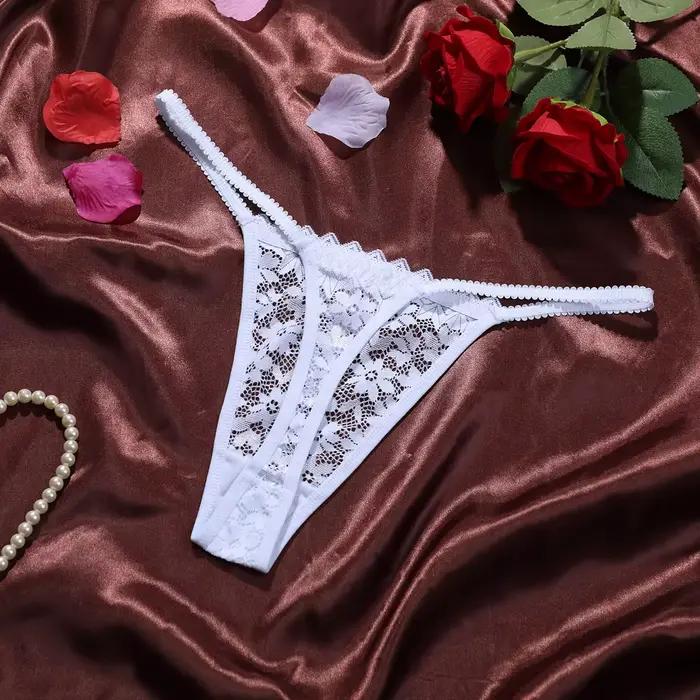 Culottes pour femmes, motif jacquard, style européen et américain, translucides, nœud papillon, design ajouré, super confortables, sexy
