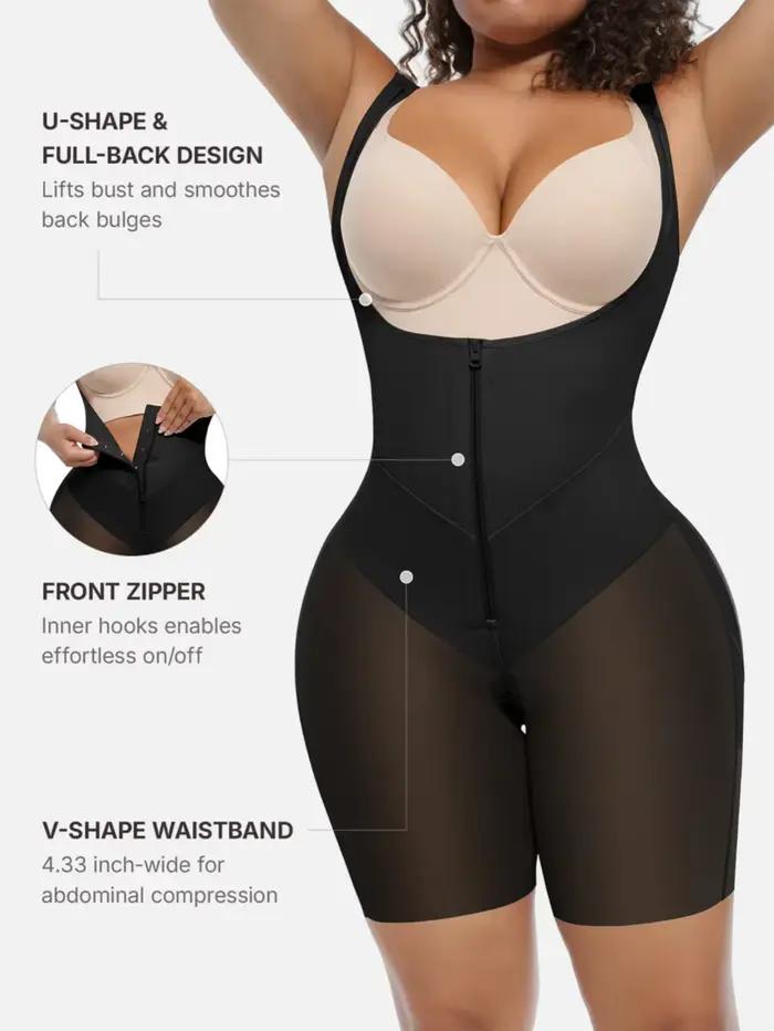 1 pièce Body sculptant intégral pour femme, avec soutien de la poitrine en U, contrôle de la taille et effet fessier galbé, post-chirurgical ﻿