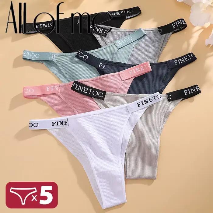 5 kusov/sada Sexy bavlnené nohavičky Finetoo s písmenom