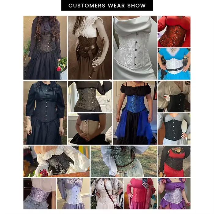 Corset sous le buste grande taille gothique Cincher Corsets médiévaux pour femmes Jacquard Vintage taille Corset haut noir blanc violet