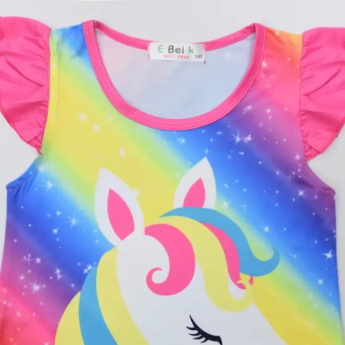 Enfants bébé vêtements de nuit pour filles arc-en-ciel licorne mignon dessin animé frappes de lait robe de nuit filles chemise de nuit Kawaii Pijamas 3-8y