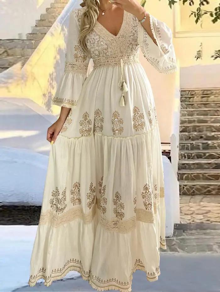Elegantné dlhé šaty s trásňami