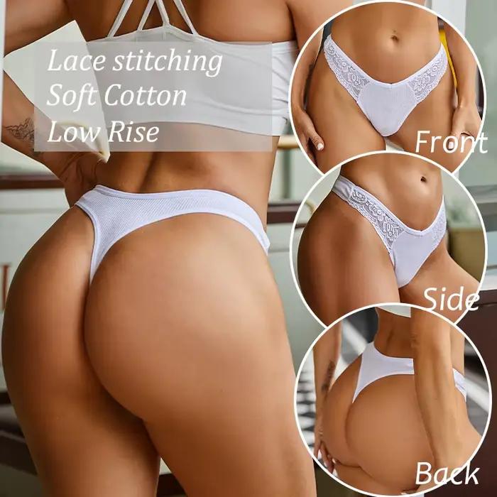 Dámske bavlnené tangá Čipka Sexy nohavičky Ženské spodné prádlo