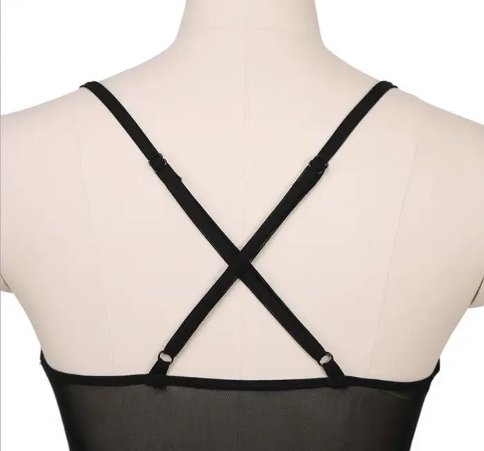 Justaucorps en maille transparente pour femme, costume de batterie une pièce, string coupe haute, tenue de base FibrDance, noir nude, pas cher, sexy, en vente