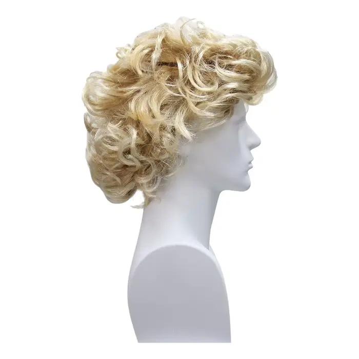 Perruque synthétique courte bouclée et désordonnée blonde, style rétro rock pour hommes, parfaite pour les fêtes des années 80 et les costumes d'Halloween