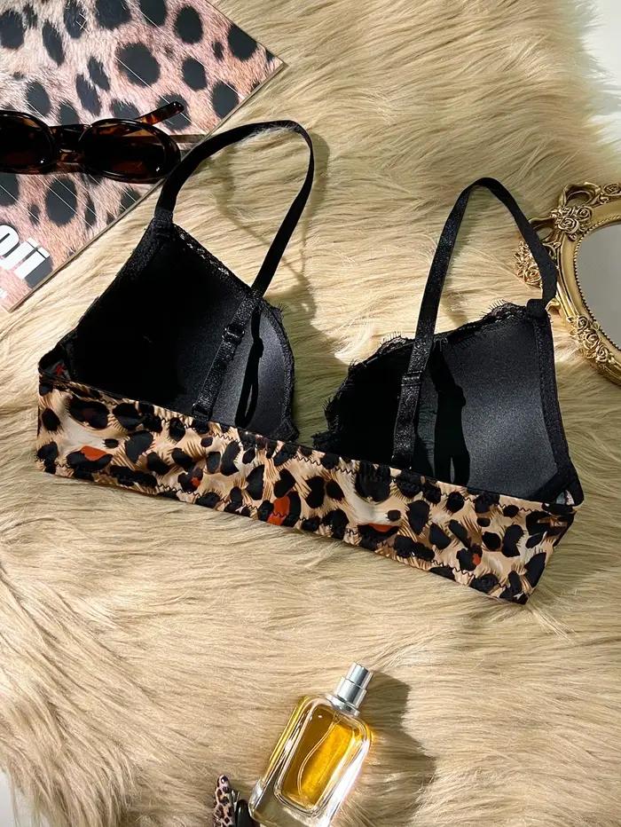 Sexy leopardí podprsenka pre ženy s čipkou