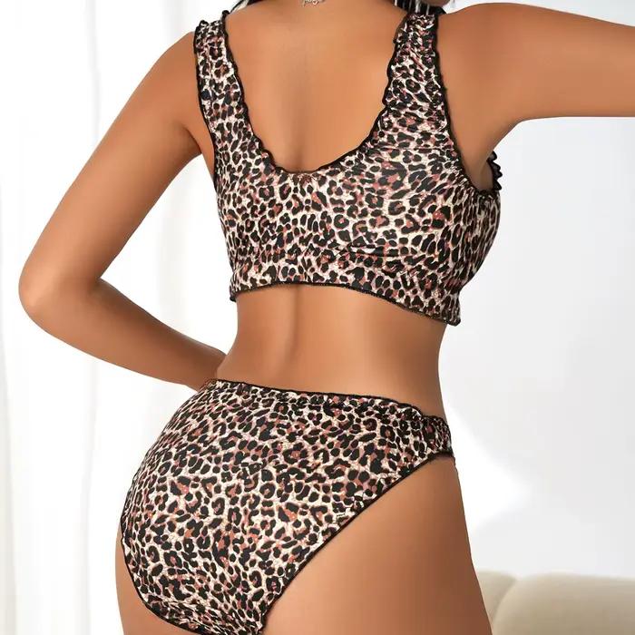 Ensemble de Lingerie imprimé léopard pour femmes, gilet confortable d'été, sous-vêtements polyvalents, Sexy et élégant, Bikini de plage pour vacances, 2025