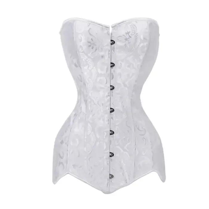Corsets et bustiers pour femmes, haut de noël, Sexy, en Satin, Long torse, surbuste, brocart, Vintage, grande taille
