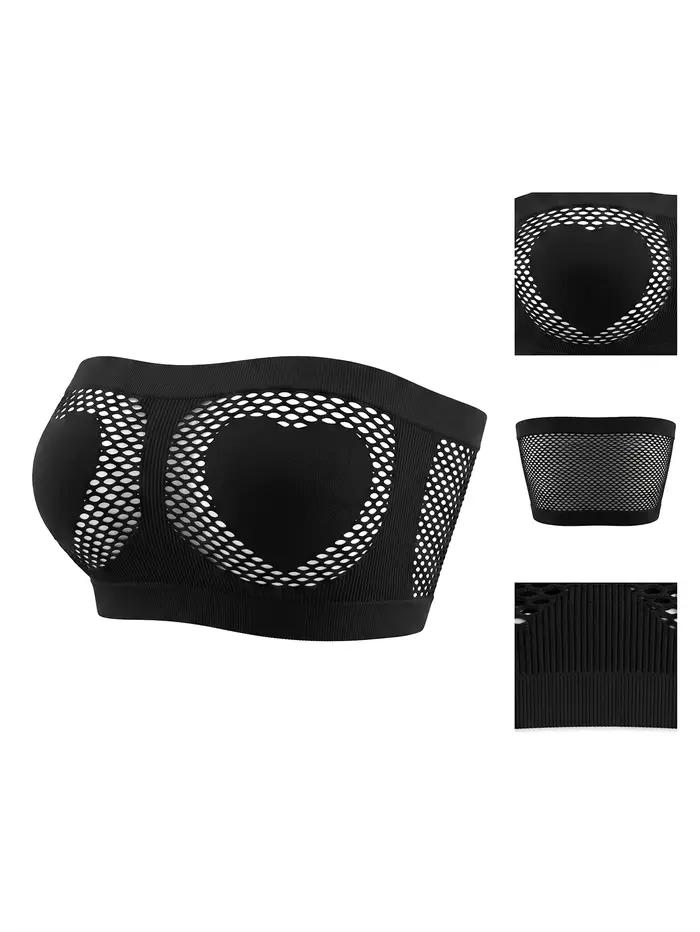 Soutien-gorge bandeau sans bretelles pour femme, avec découpe en cœur, sans couture, sans armatures, non doublé, lingerie sexy, top tube